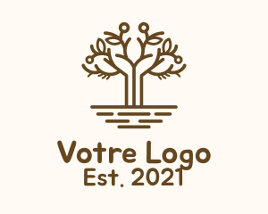 Environment Friendly - Brown Outline Tree logo design