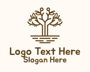 Brown Outline Tree Logo