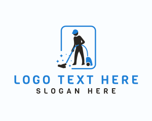 Sanitation - Vacuum Cleaning Janitor logo design