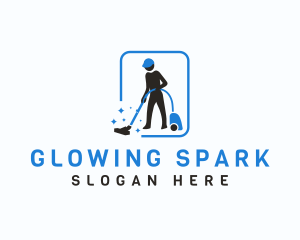 Vacuum Cleaning Janitor logo design