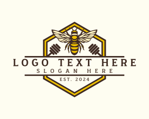 Beehive - Hexagon Honeybee Farm logo design
