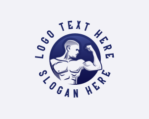 Trainer - Muscular Fitness Bodybuilder logo design