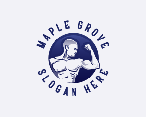 Muscular Fitness Bodybuilder Coach Logo