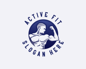 Fit - Muscular Fitness Bodybuilder logo design