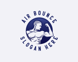 Muscular Fitness Bodybuilder Coach logo design