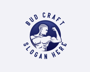 Muscular Fitness Bodybuilder Coach logo design