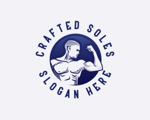 Muscular Fitness Bodybuilder Coach logo design