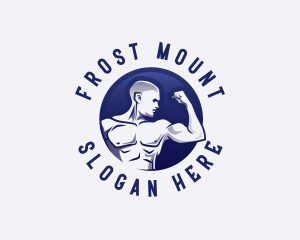 Muscular Fitness Bodybuilder Coach logo design