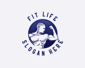 Muscular Fitness Bodybuilder logo design