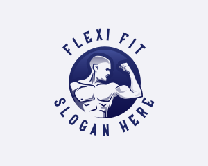 Muscular Fitness Bodybuilder logo design