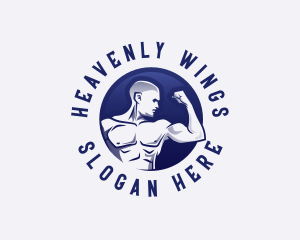 Muscular Fitness Bodybuilder Coach logo design