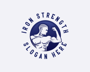 Powerlifting - Muscular Fitness Bodybuilder logo design