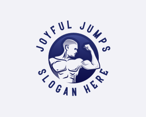 Muscular Fitness Bodybuilder Coach logo design