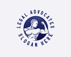 Muscular Fitness Bodybuilder Coach logo design