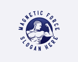 Muscular Fitness Bodybuilder Coach logo design