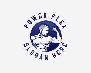 Muscular Fitness Bodybuilder logo design