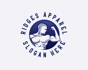 Muscular Fitness Bodybuilder Coach logo design