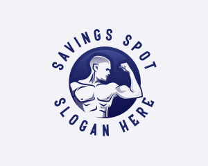 Muscular Fitness Bodybuilder Coach logo design