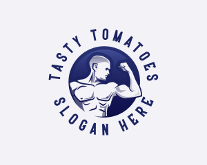 Muscular Fitness Bodybuilder Coach logo design