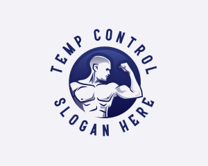 Muscular Fitness Bodybuilder Coach logo design