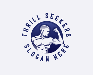 Muscular Fitness Bodybuilder Coach logo design