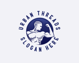 Muscular Fitness Bodybuilder Coach logo design