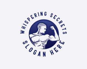 Muscular Fitness Bodybuilder Coach logo design