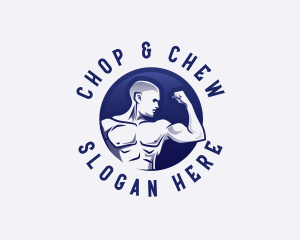 Crossfit - Muscular Fitness Bodybuilder logo design
