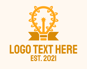 Idea - Golden Light Bulb logo design