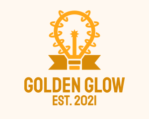 Golden Light Bulb logo design