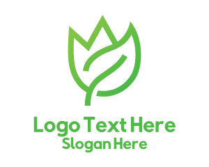 Green Crown - Abstract Leaf Crown logo design