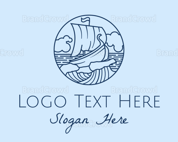 Viking Boat Ship Waves Logo