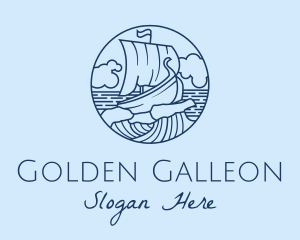 Galleon - Viking Boat Ship Waves logo design