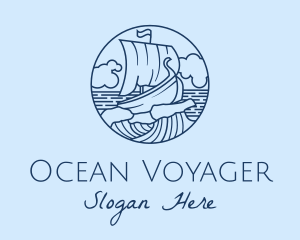 Seafarer - Viking Boat Ship Waves logo design