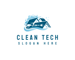 Sanitizing - Pressure Washer House Cleaning logo design