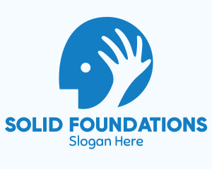 Intelligence - Blue Head Hand logo design