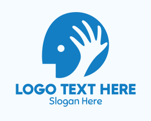 Psychotherapy - Blue Head Hand logo design