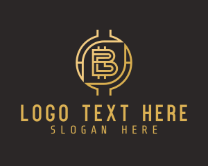 Blockchain - Golden Crypto Letter B logo design