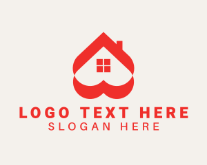 Red - Red Heart Roof logo design