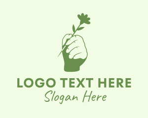 Green - Flower Garden Hand logo design