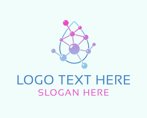 Virtual - Water Droplet Molecule logo design