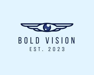 Modern Optical Eye Wings logo design