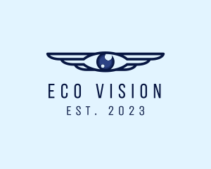 Modern Optical Eye Wings logo design