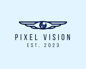 Modern Optical Eye Wings logo design