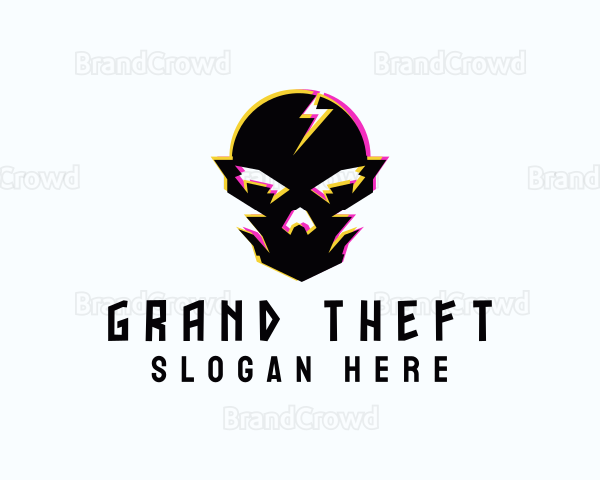 Gaming Thunder Bolt Skull Logo