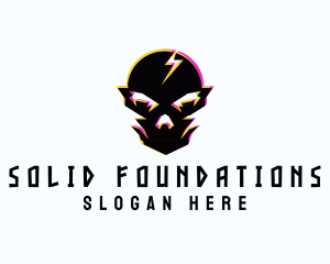 Gaming Thunder Bolt Skull  Logo