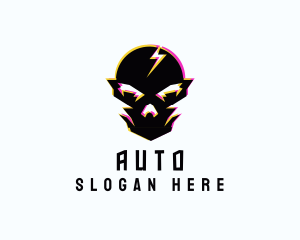 Gaming Thunder Bolt Skull  Logo