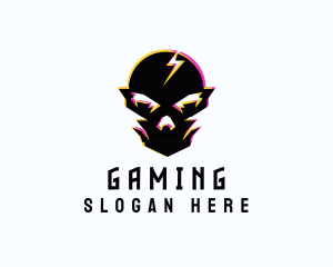 Gaming Thunder Bolt Skull  Logo