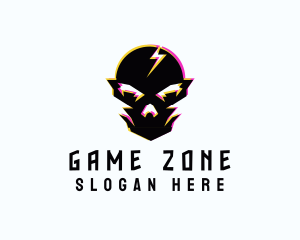 Gaming Thunder Bolt Skull  logo design