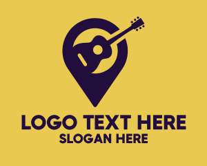Event Space - Location Pin Guitar logo design